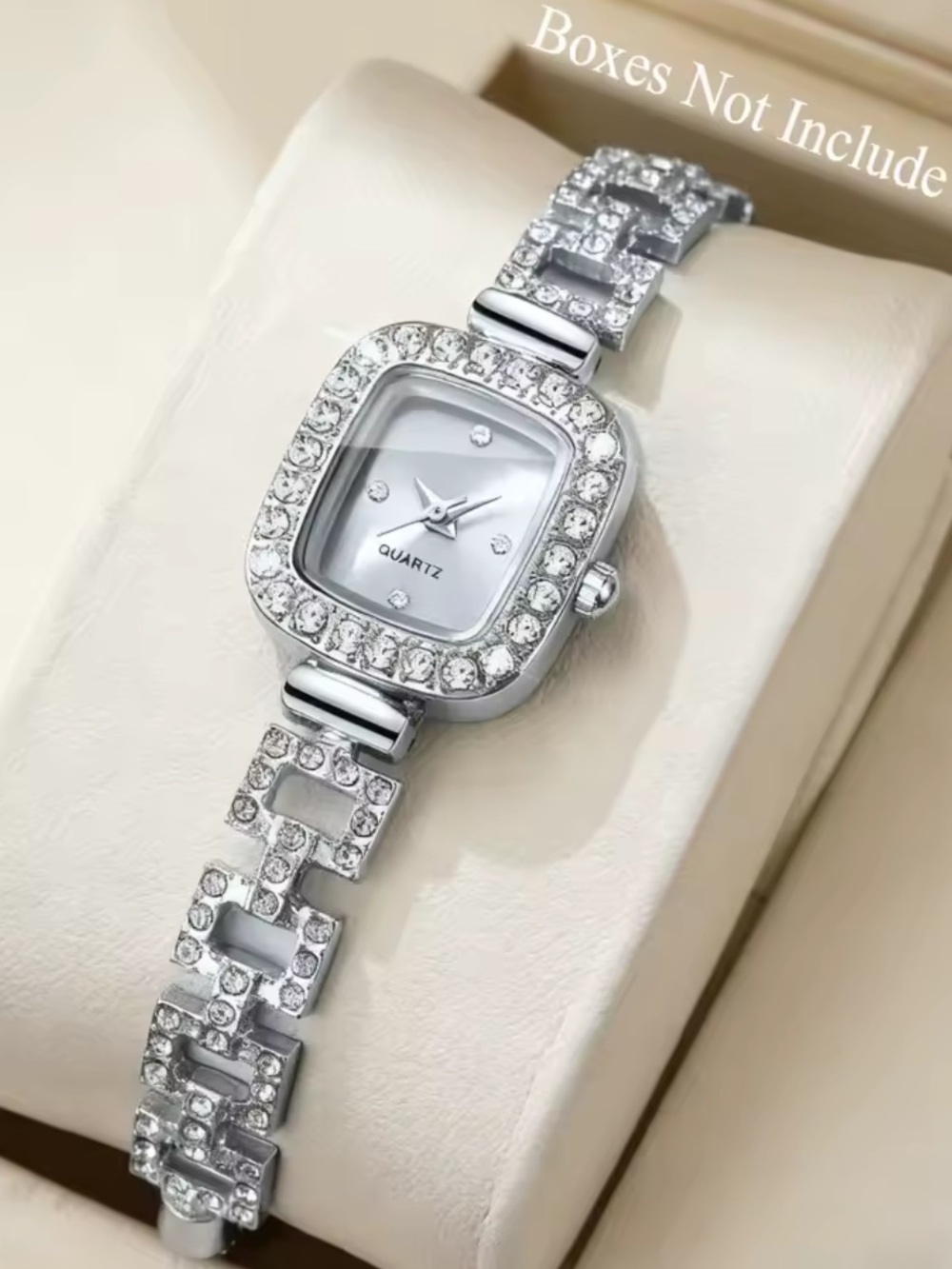 Nordstrom Silver Crystal-Embellished Women's Bracelet Watch